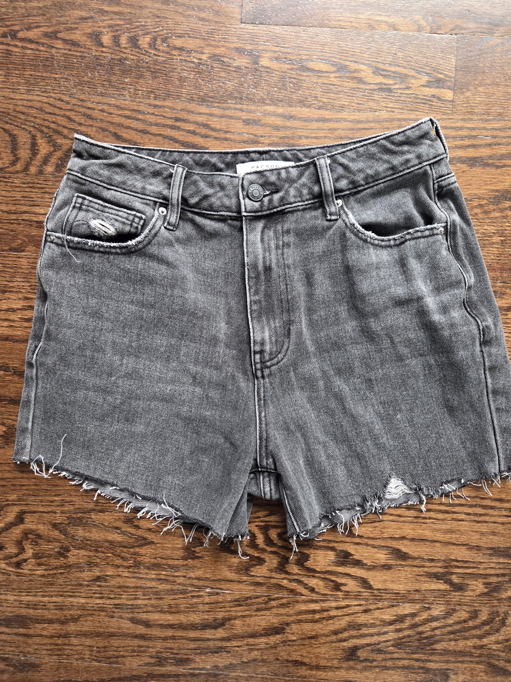 PacSun Gray Distressed High-Rise Mom Jean Shorts